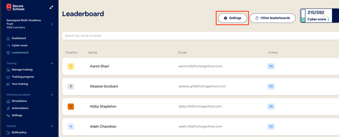 Leaderboard Settings Highlight