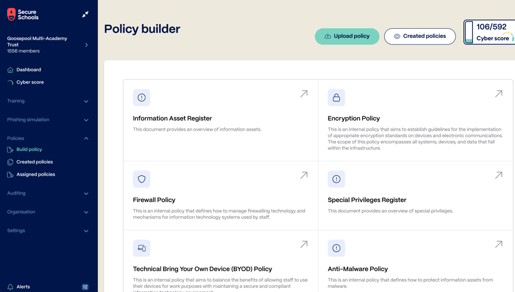 Getting started with Secure Schools Cybersecurity Policy Builder